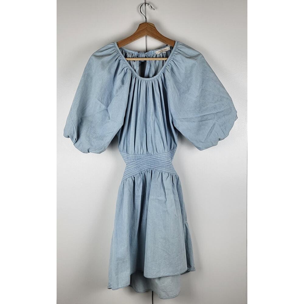 Anthropologie x Love the Label Puff Sleeve Mini Dress in Powder Blue | XS